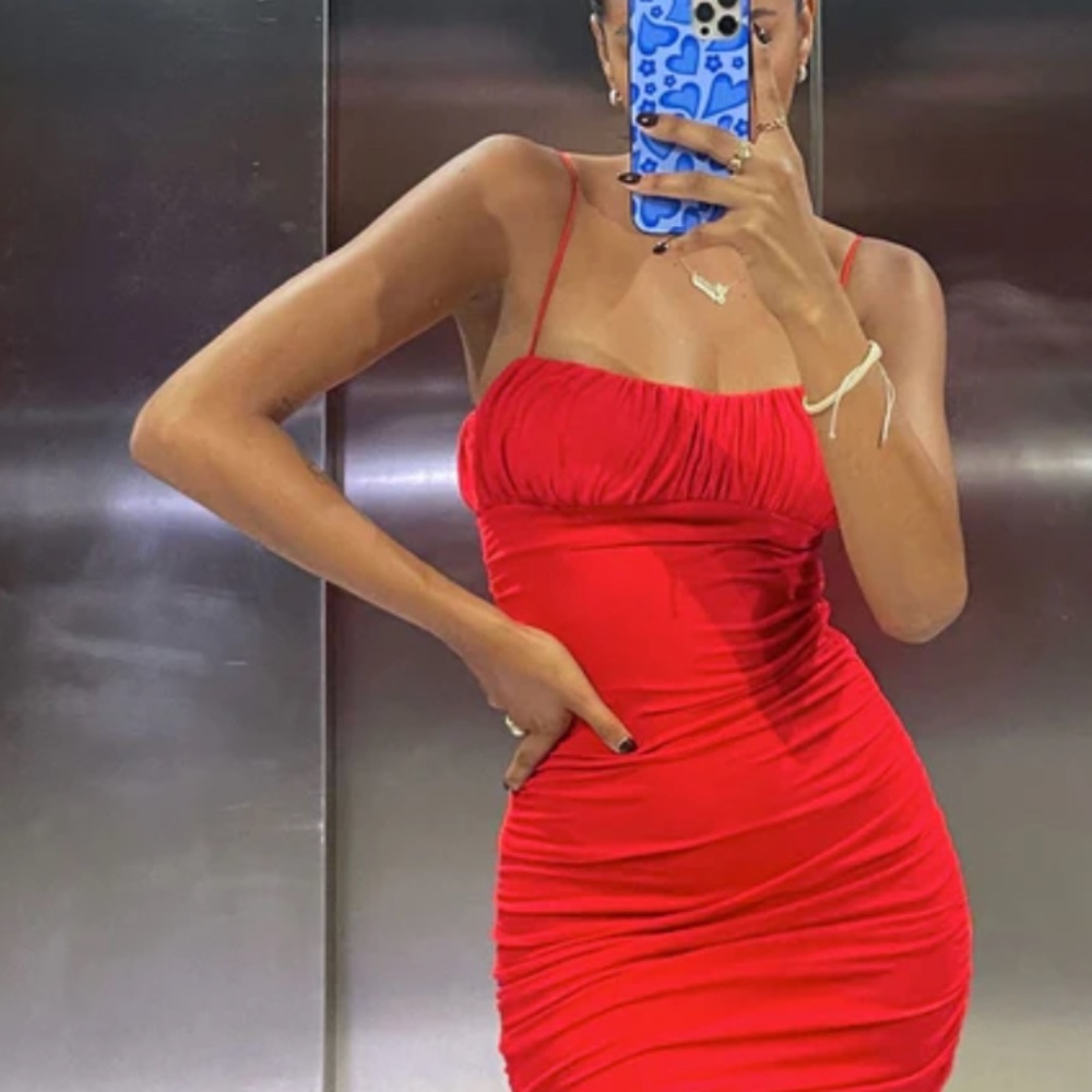 Princess Polly Penney Women's Bodycon Mini Dress Red Ruched size 0